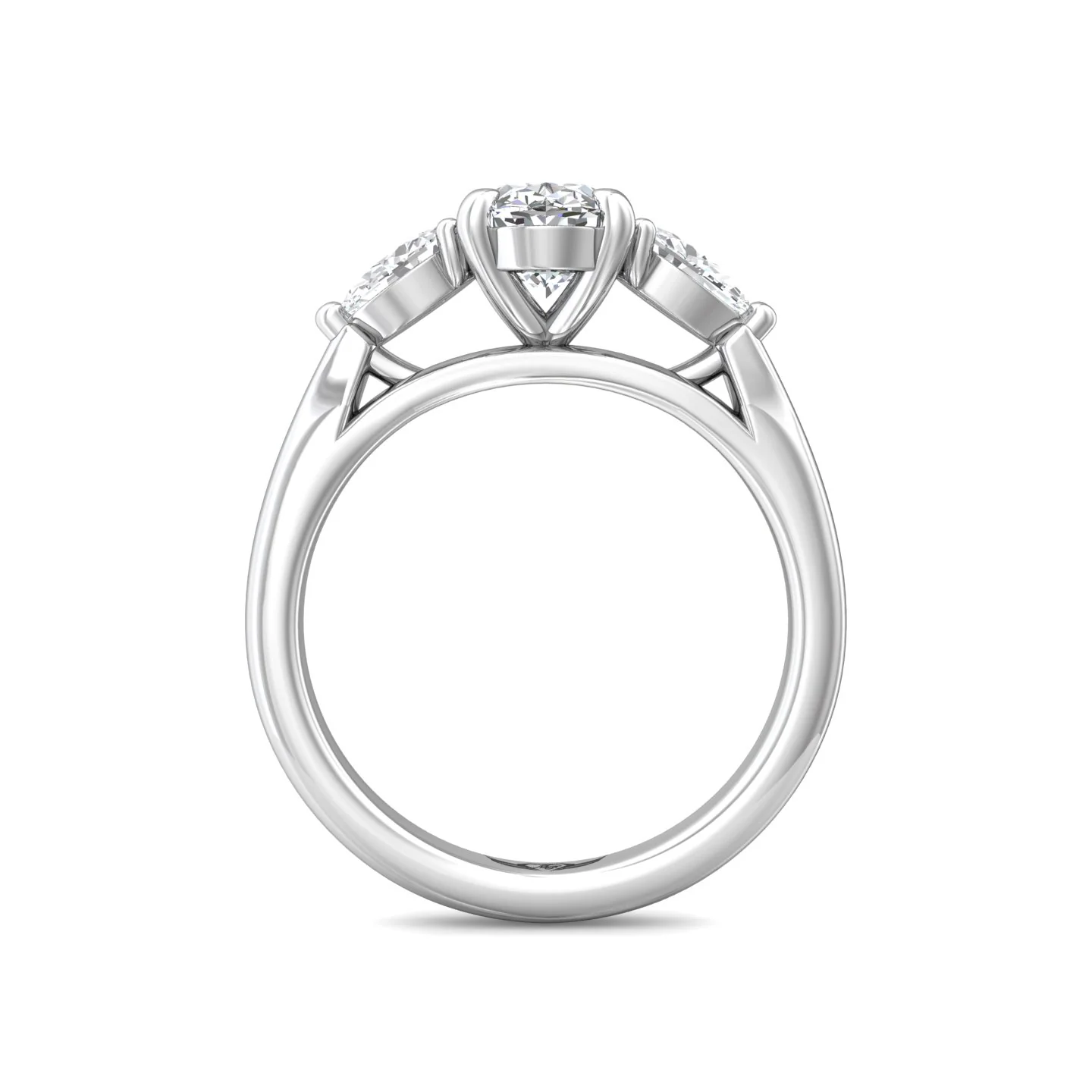 Martin Flyer Three Stone Oval Engagement Ring CT03XSPSPL-C-8X6OV - Image 3