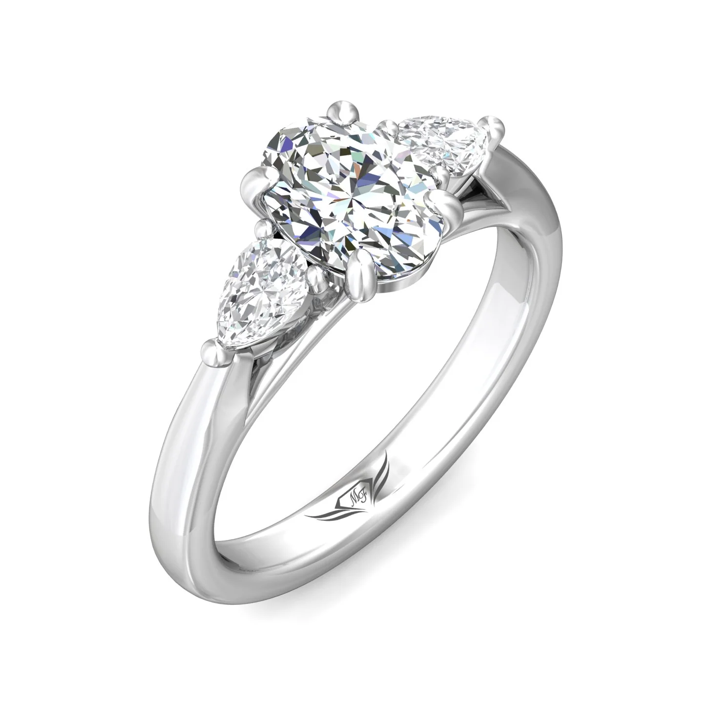 Martin Flyer Three Stone Oval Engagement Ring CT03XSPSPL-C-8X6OV - Image 5