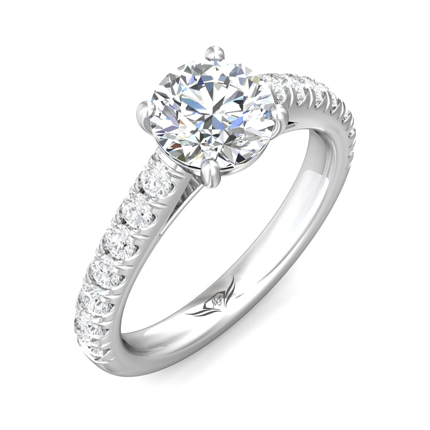 Martin Flyer Micropave Round Engagement Ring DERM18LPL-C-8.5RD - Image 5