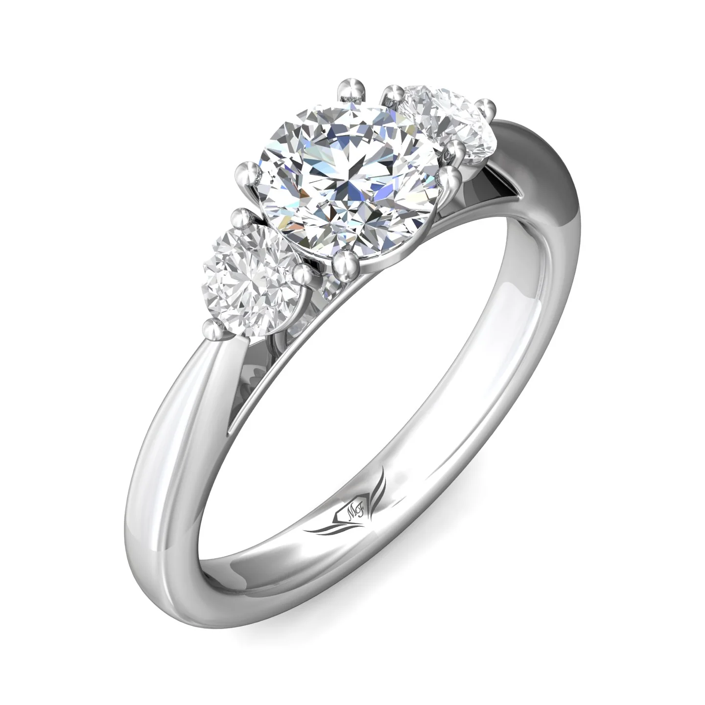 Martin Flyer Three Stone Round Engagement Ring DERT02SPL-C-6.5RD - Image 5