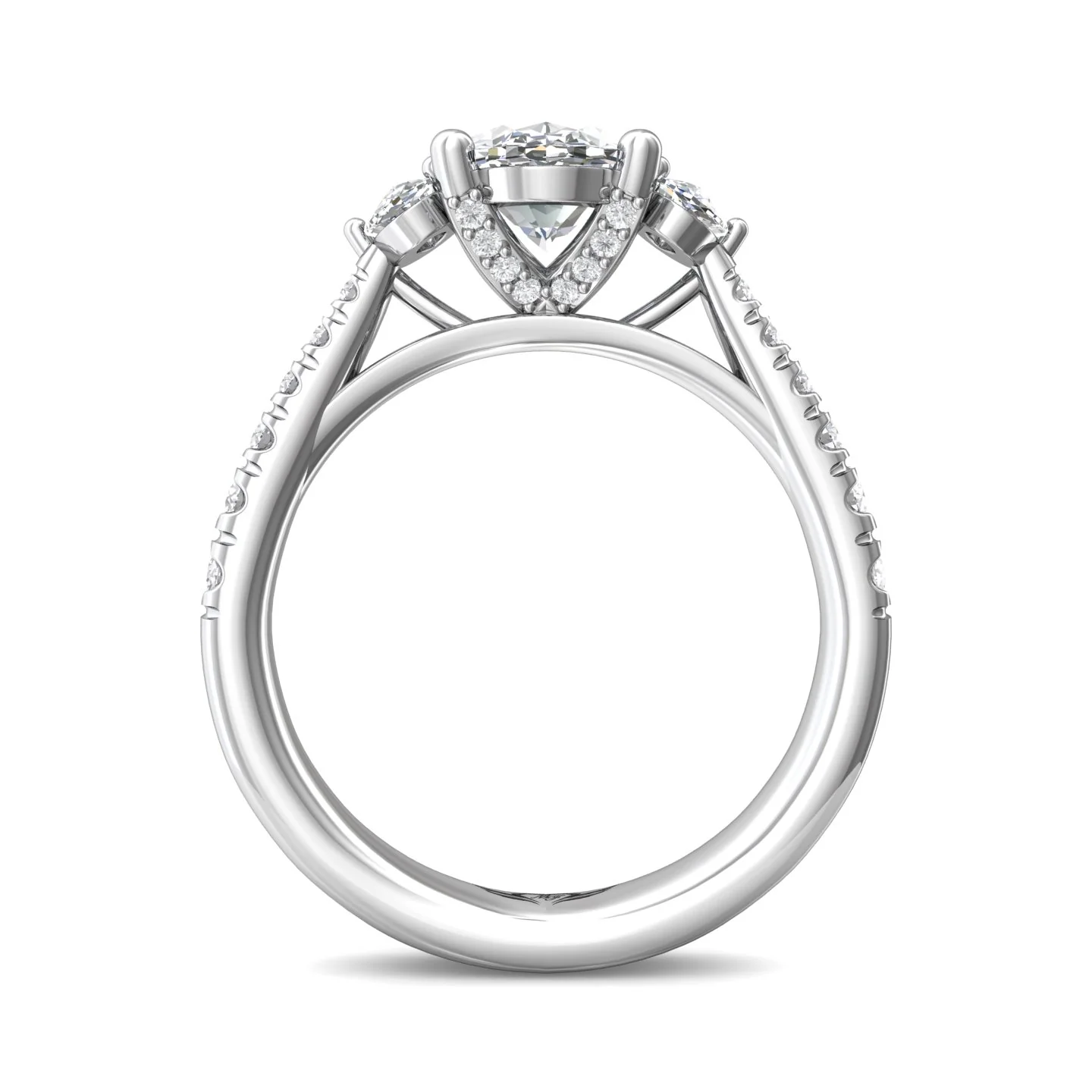 Martin Flyer Three Stone Oval Engagement Ring DERT04MROVPL-C-8X6OV - Image 3
