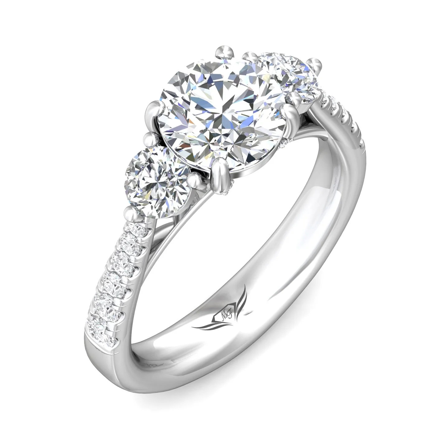 Martin Flyer Three Stone Round Engagement Ring DERT04MRPL-C-7.5RD - Image 5